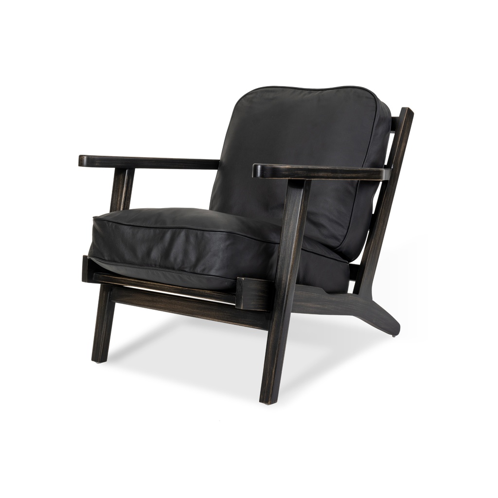 [440020000035] Sillón Galveston (Poplar Negro Vintage, Piel Clásica Negro)